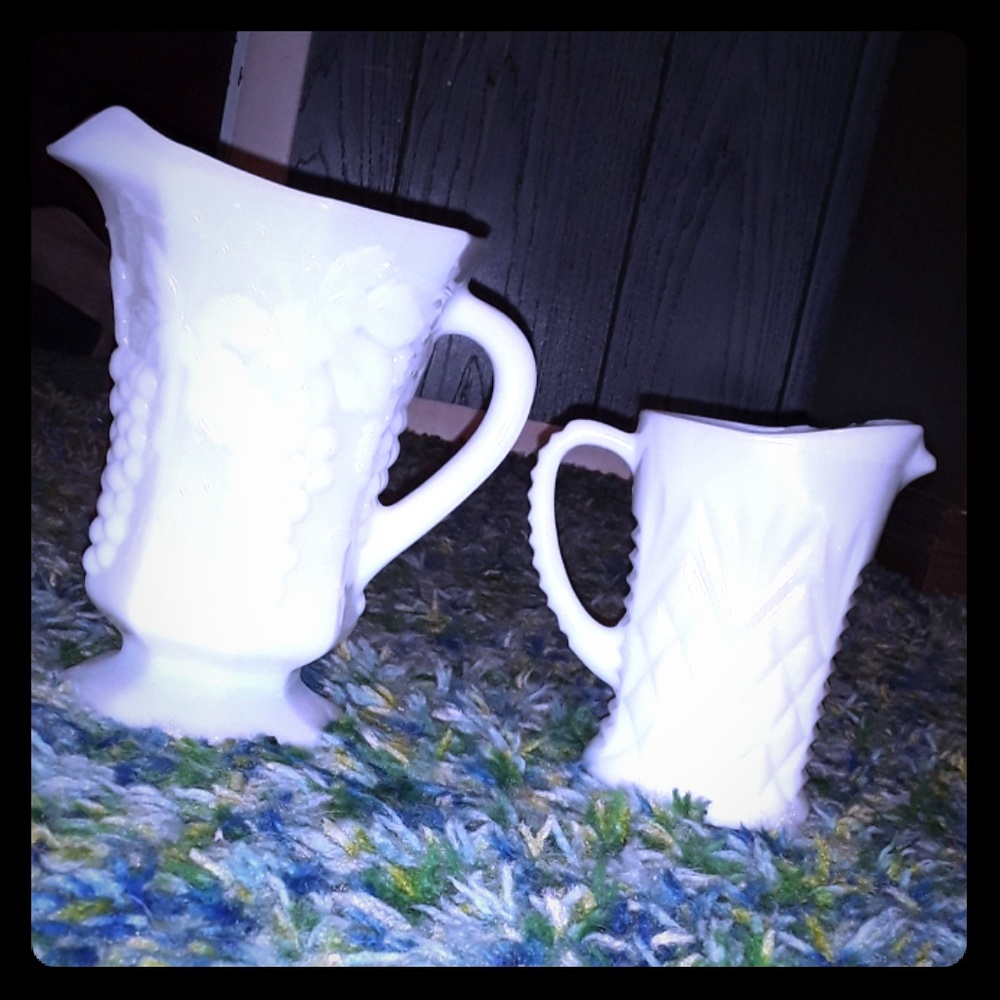 2 crystal pitchers vintage antiques!!!!!